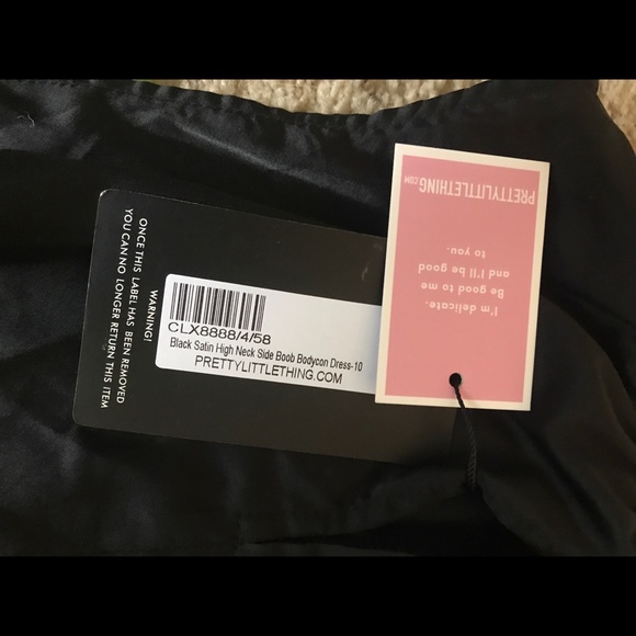 SOLD/PrettyLittleThing Black Silk Mini Dress - Picture 7 of 8